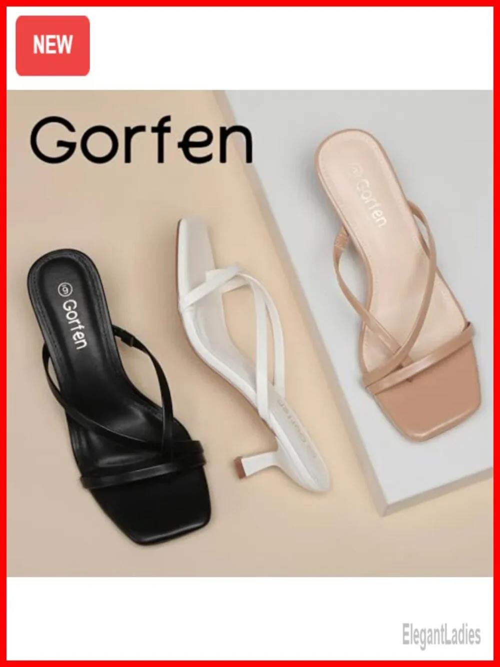 Kitten Heel Sandals Square Toe Strappy Flip Flop Heels Faux Leather Dress